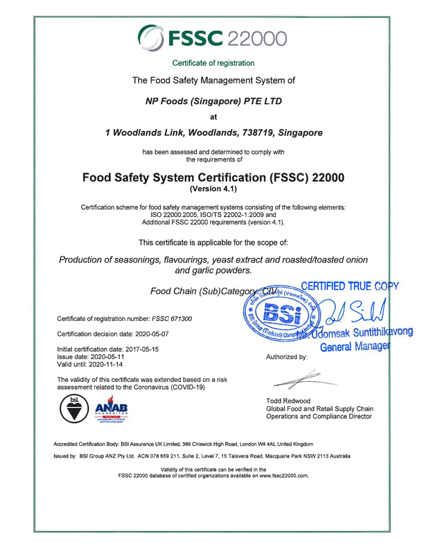 ISO 22000:2005, ISO/TS 22002-1:2009, FSSC 22000 (Ver.4.1)